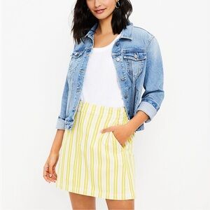 LOFT Yellow White Striped Pocket Shift Skirt